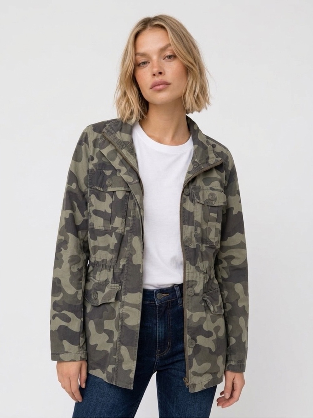 Blue Rain Olive Green Camouflage Utility Jacket size 2